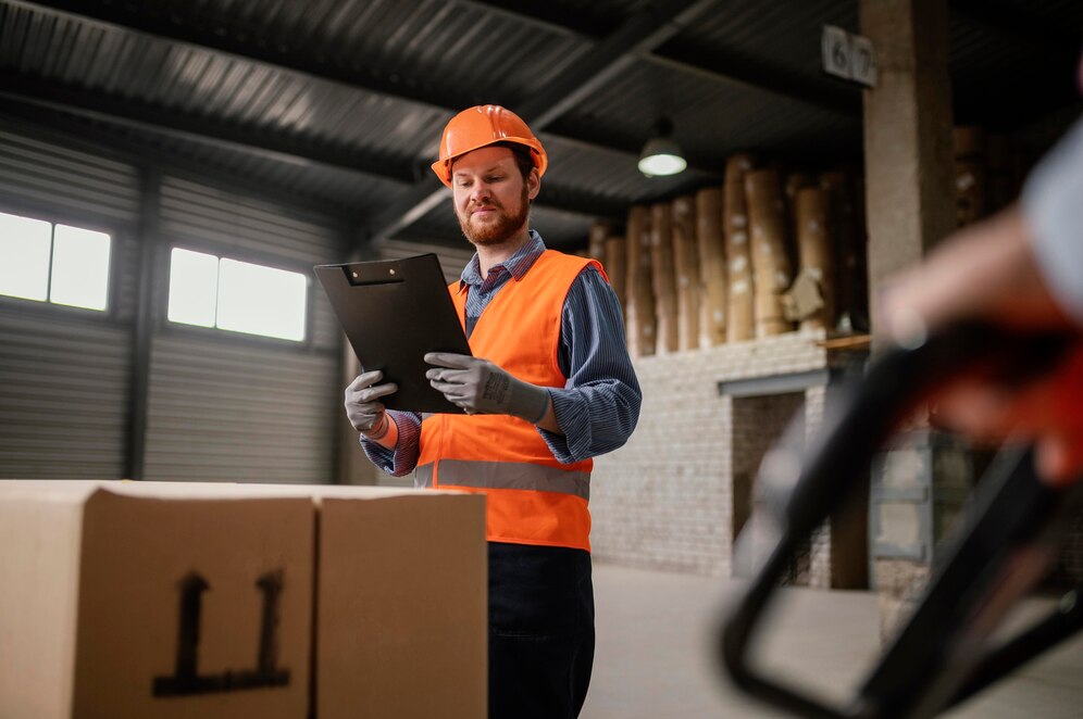 how to start with an FBA prep center – warehouse worker checking goods